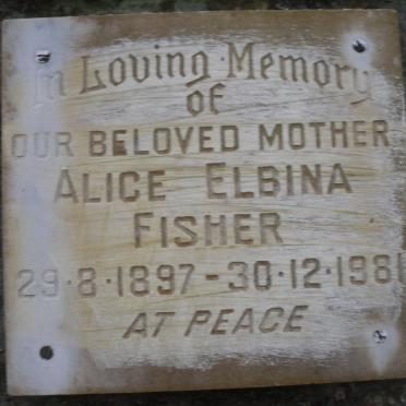 FISHER Alice Elbina 1897-1981