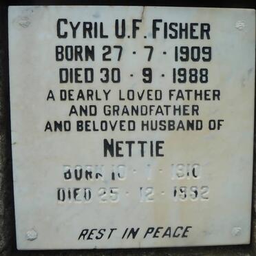 FISHER Cyril U.F. 1909-1988 &amp; Nettie 1910-1992