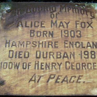 FOX Alice May 1903-1982