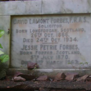 FORBES David Lamont 1866-1934 &amp; Jessie Petrie 1870-1963