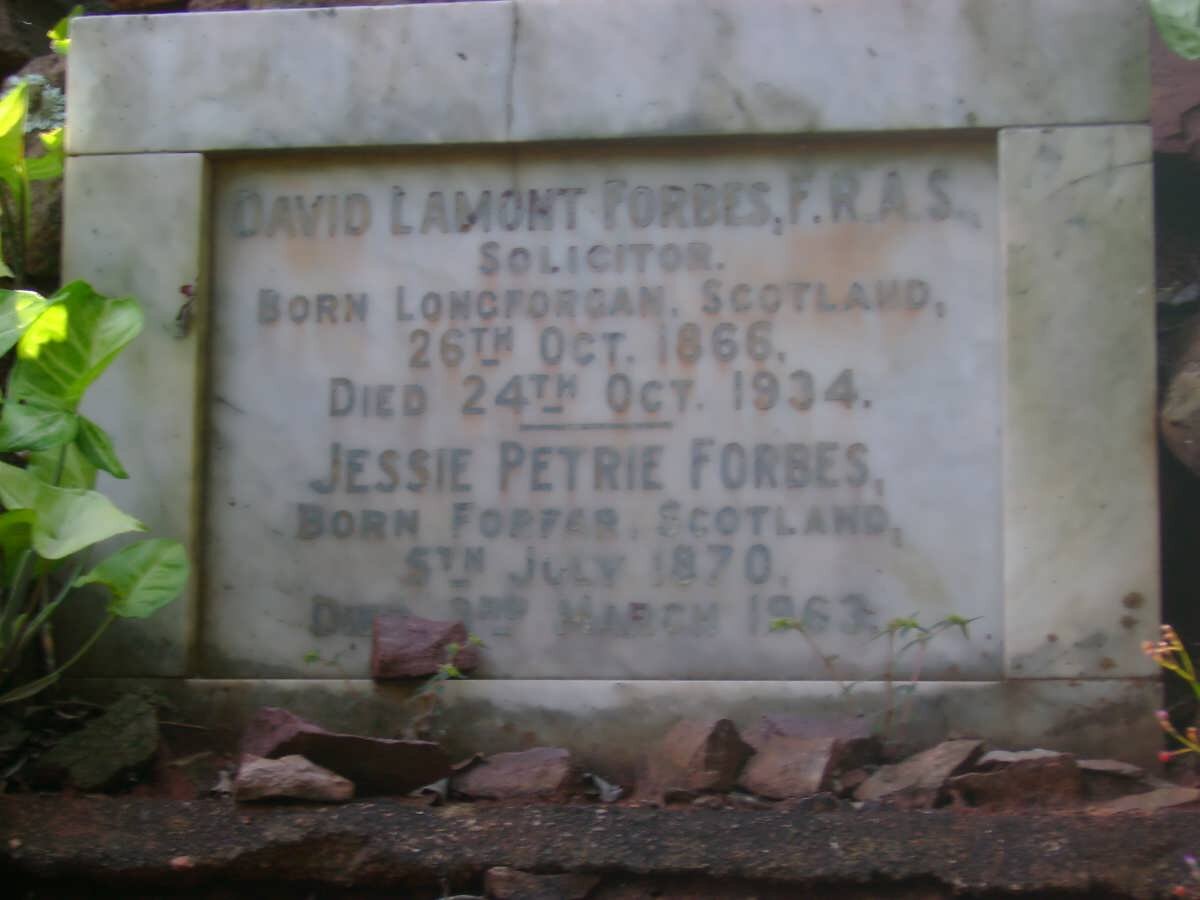 FORBES David Lamont 1866-1934 &amp; Jessie Petrie 1870-1963