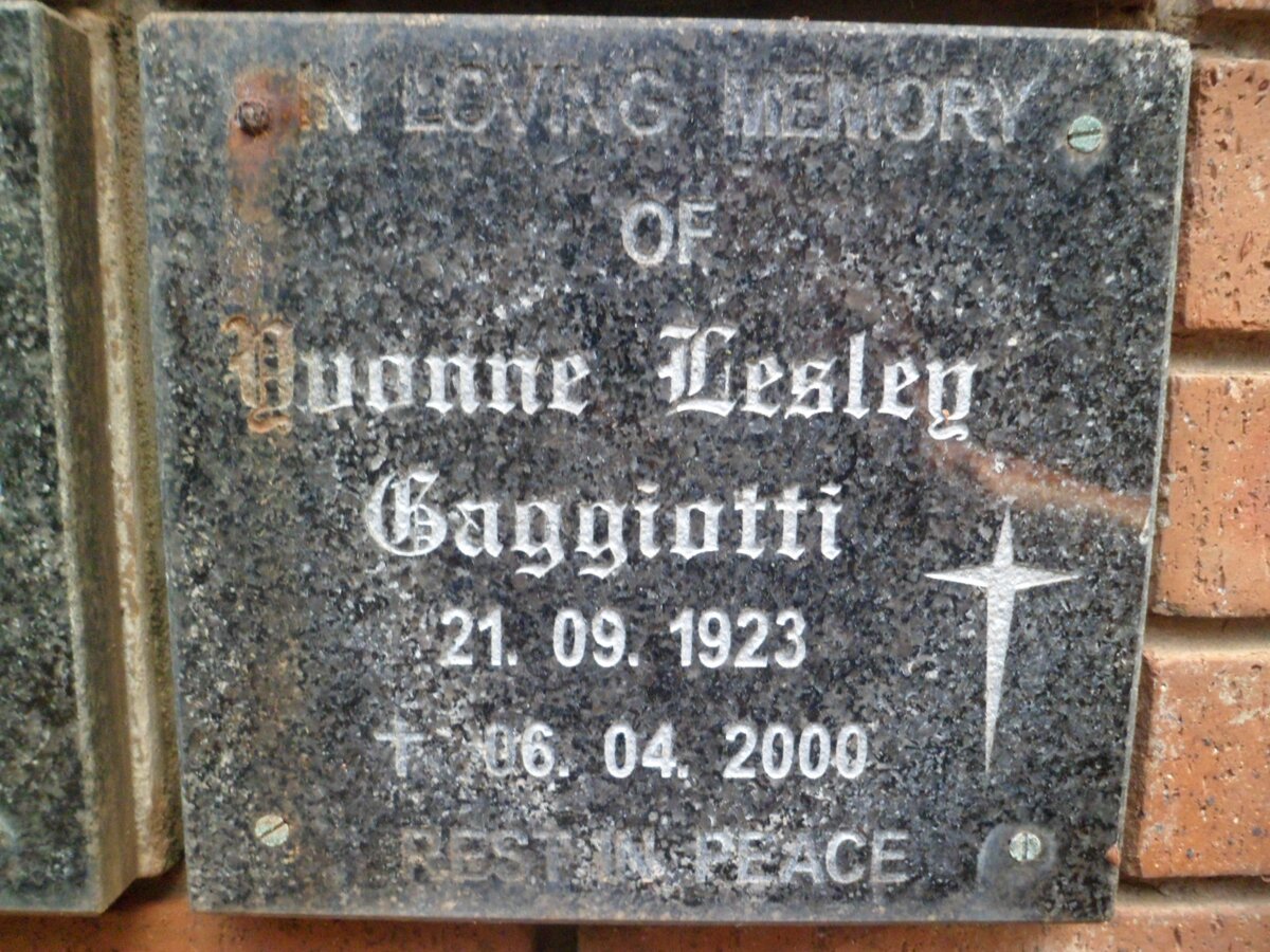 GAGGIOTTI Yvonne Lesley 1923-2000