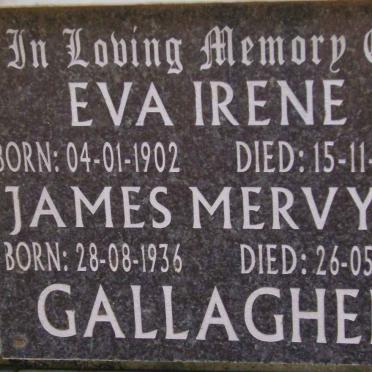 GALLAGHER Eva Irene 1902-1972 :: GALLAGHER James Mervyn 1936-2006 