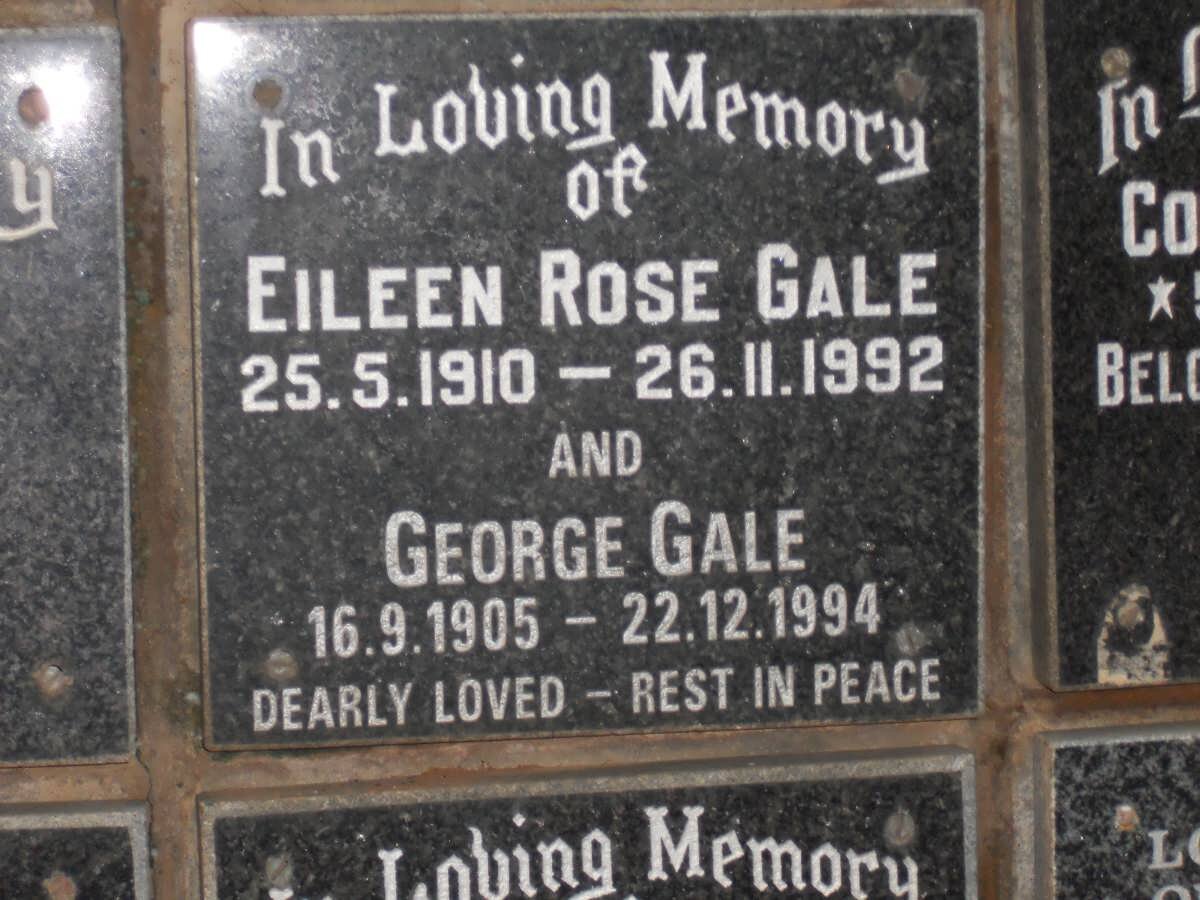 GALE George 1905-1994 &amp; Eileen Rose 1910-1992