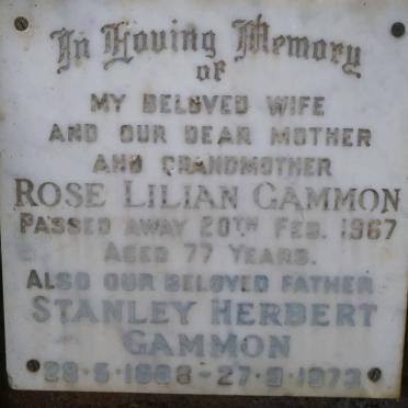 GAMMON Stanley Herbert 1888-1973 &amp; Rose Lilian -1967
