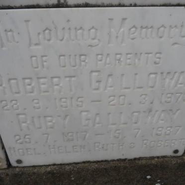 GALLOWAY Robert 1915-1973 &amp; Ruby 1917-1987