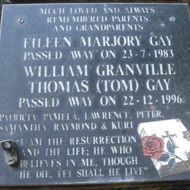 GAY William Granville Thomas -1996 &amp; Eileen Marjory -1983