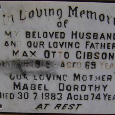 GIBSON Max Otto -1975 &amp; Mabel Dorothy -1983