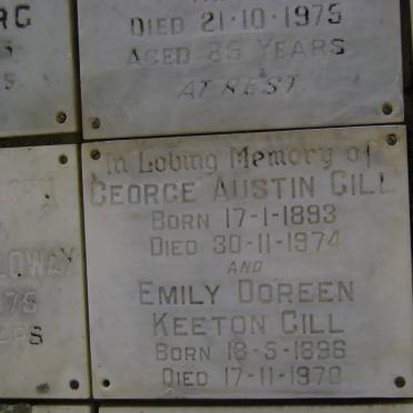 GILL George Austin 1893-1974 &amp; Emily Doreen KEETON 1896-1970