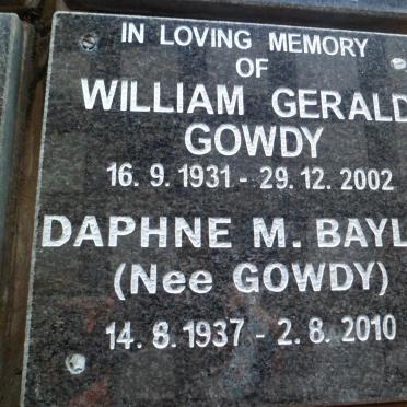 GOWDY William Gerald 1931-2002 ::  BAYLIS Daphne M. GOWDY 1937-2010