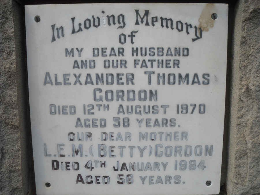 GORDON Alexander Thomas -1970 &amp; L.E.M. -1984