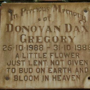 GREGORY Donovan Dax 1988-1988 