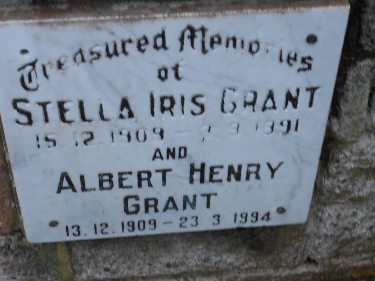 GRANT Albert Henry 1909-1994 &amp; Stella Iris 1909-1991