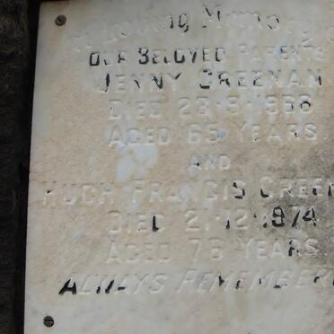 GREENAN Hugh Francis -1974 &amp; Jenny -1968