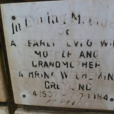 GREYLING Cathrina Welhemina 1937-1984