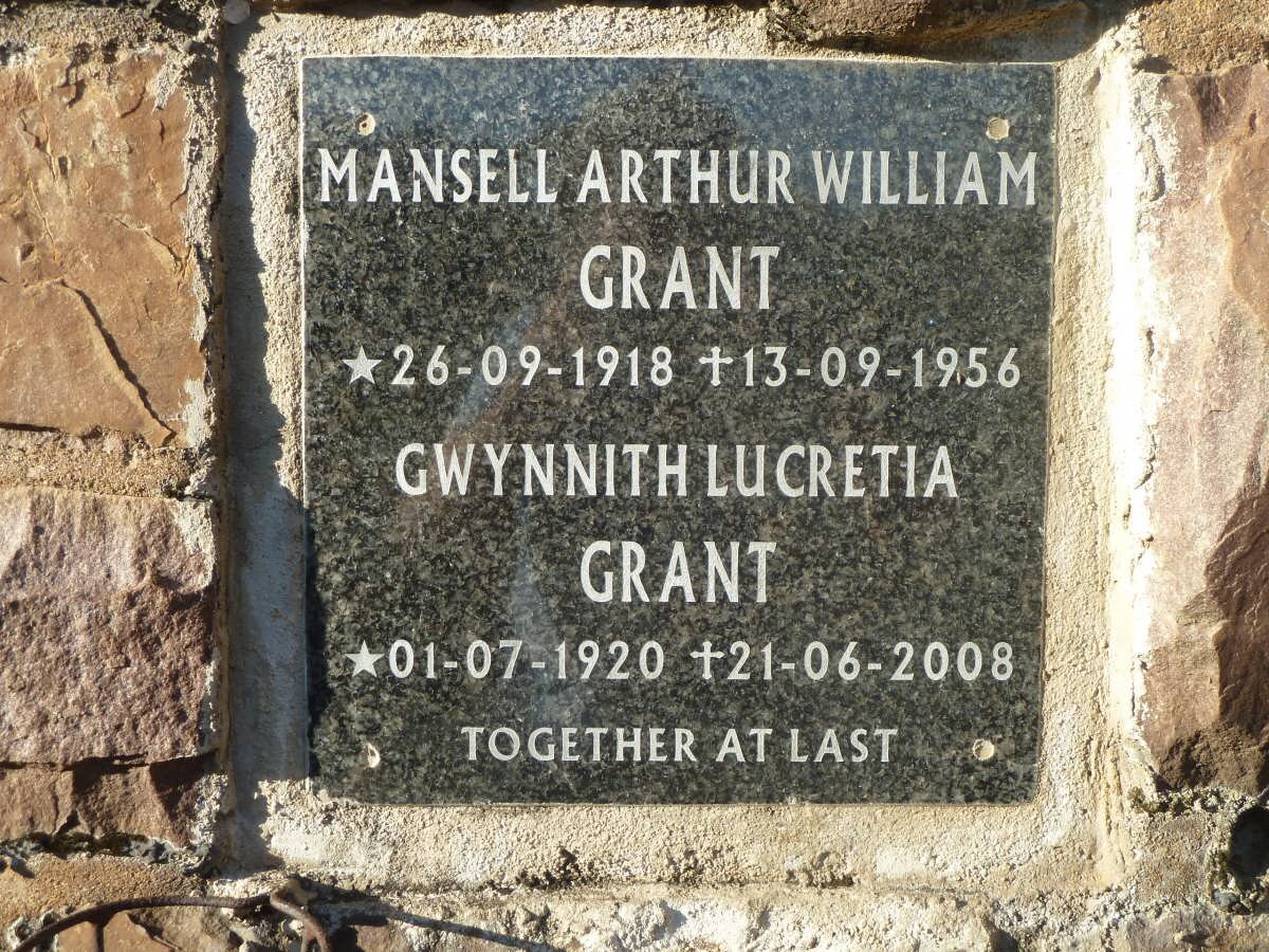 GRANT Mansell Arthur William 1918-1956 &amp; Gwynnith Lucretia 1920-2008