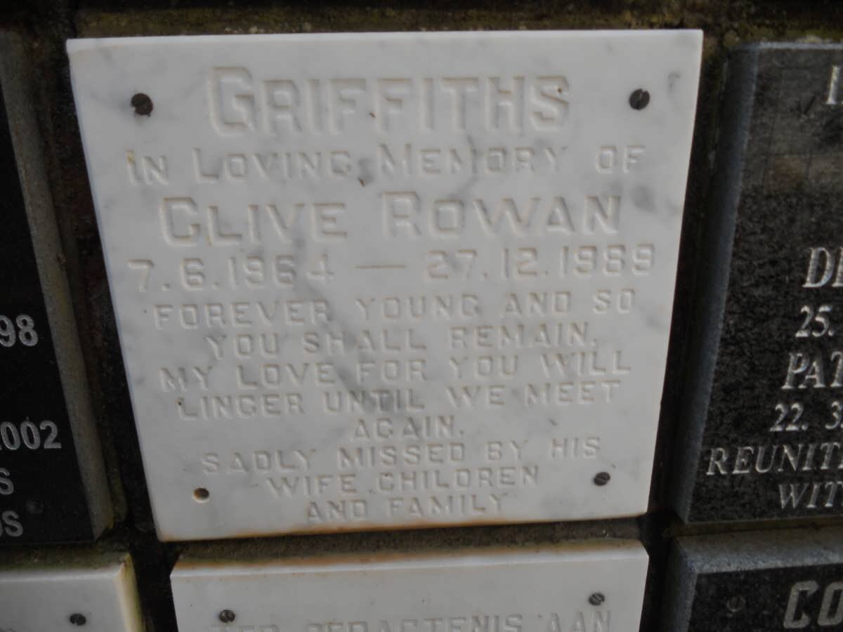 GRIFFITHS Clive Rowan 1964-1989