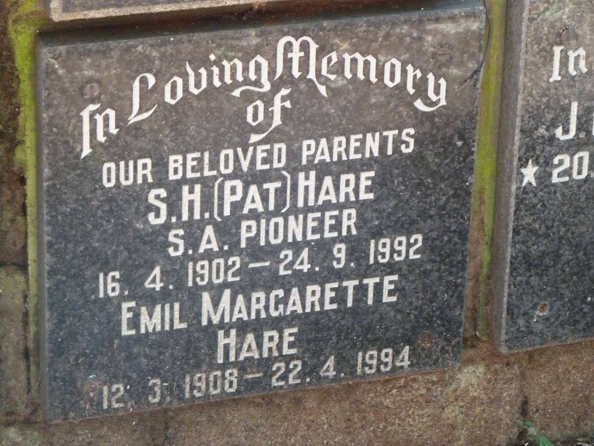 HARE S.H. 1902-1992 &amp; Emil Margarette 1908-1994