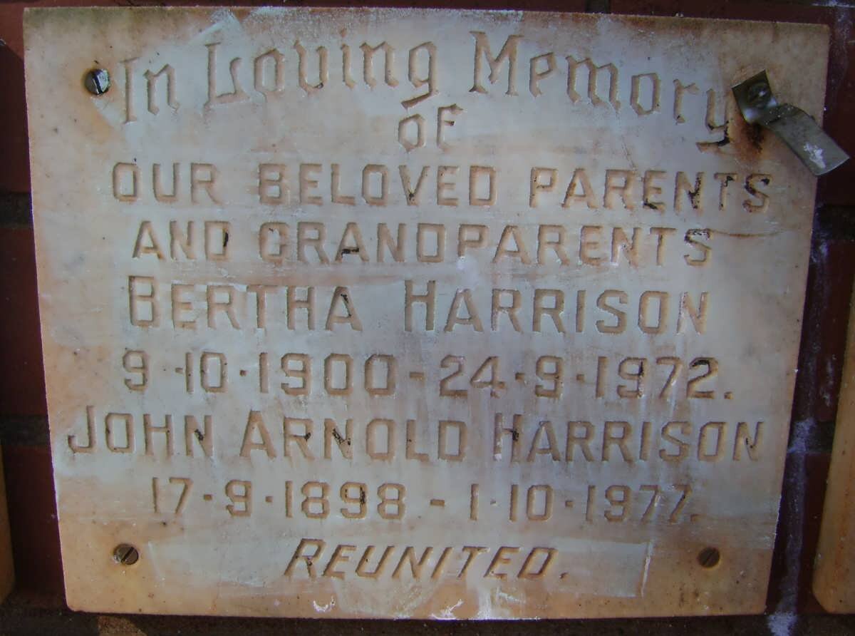 HARRISON John Arnold 1898-1977 &amp; Bertha 1900-1972