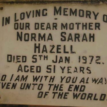 HAZELL Norma Sarah -1972