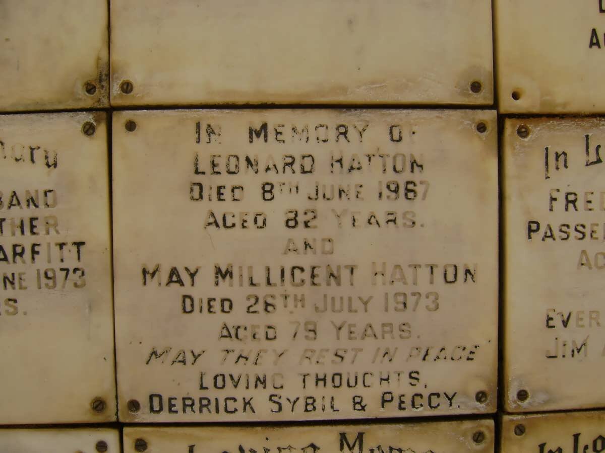 HATTON Leonard -1967 &amp; May Millicent -1973