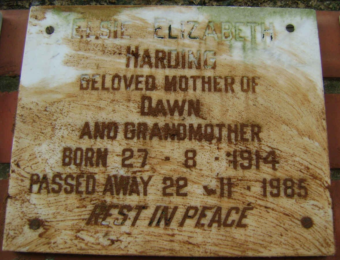 HARDING Elsie Elizabeth 1914-1985