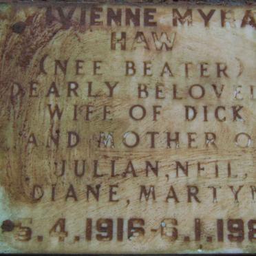 HAW Vivienne Myra nee BEATER 1916-1981