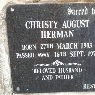 HERMAN Christy August 1903-1971 &amp; Edith Mary 1900-1983