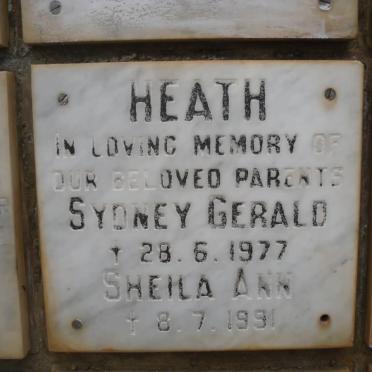 HEATH Sydney Gerald -1977 &amp; Sheila Ann -1991