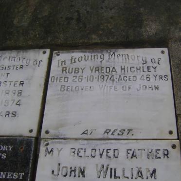 HIGHLEY Ruby Vreda -1974