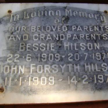 HILSON John Forsyth 1909-1976 &amp; Bessie 1909-1970