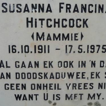 HITCHCOCK Susanna Francina 1911-1975