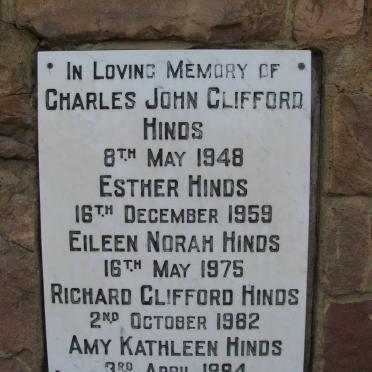 HINDS Charles John -1948 :: HINDS Esther -1959 :: HINDS Eileen Norah -1975