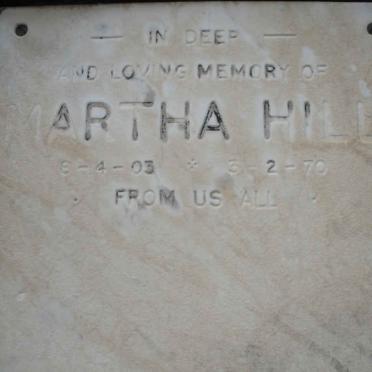 HILL Martha 1903-1970