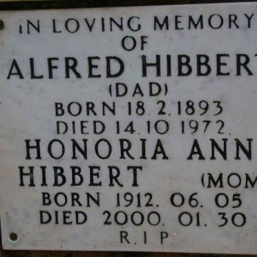 HIBBERT Alfred 1893-1972 &amp; Honoria Ann 1912-2000