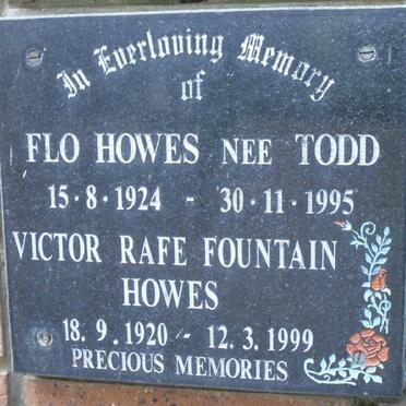 HOWES Victor Rafe Fountain 1920-1999 &amp; Flo TODD 1924-1995