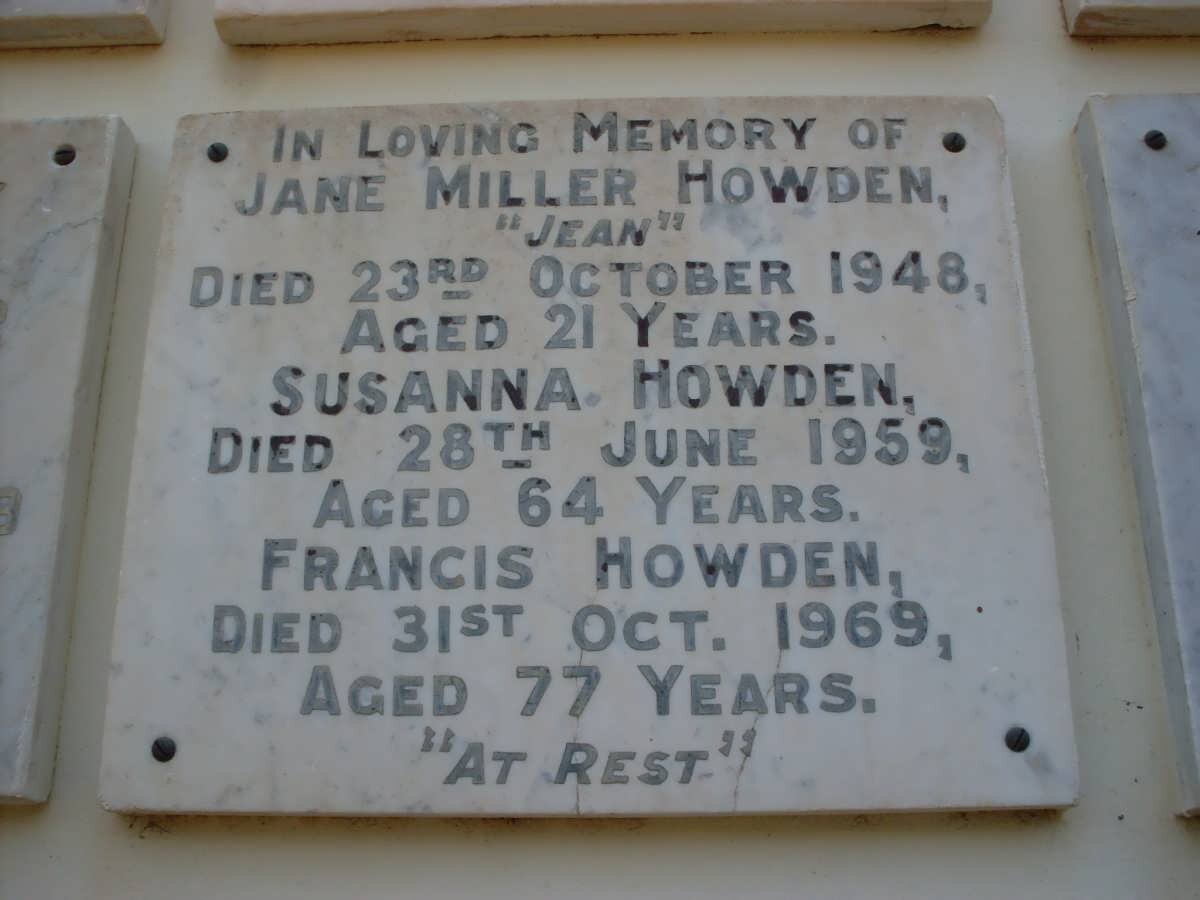 HOWDEN Francis -1969 &amp; Susanna -1959 :: HOWDEN Jane Miller -1948