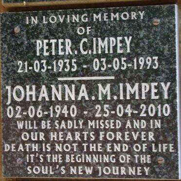 IMPEY Peter C. 1935-1993 &amp; Johanna M. 1940-2010