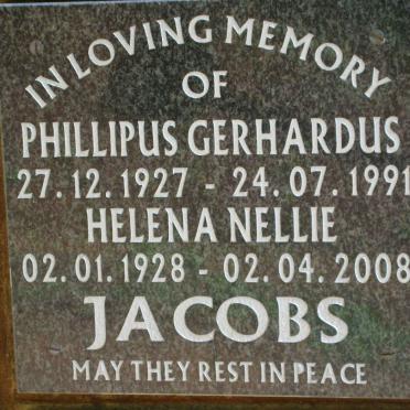 JACOBS Phillipus Gerhardus 1927-1991 &amp; Helena Nellie 1928-2008
