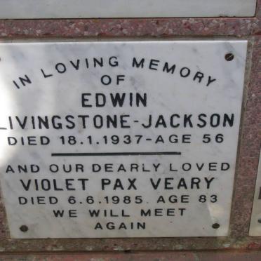 JACKSON Edwin, Livingstone -1937 &amp; Violet Pax Veary -1985