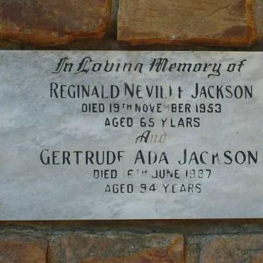 JACKSON Reginald Neville -1953 &amp; Gertrude Ada -1987