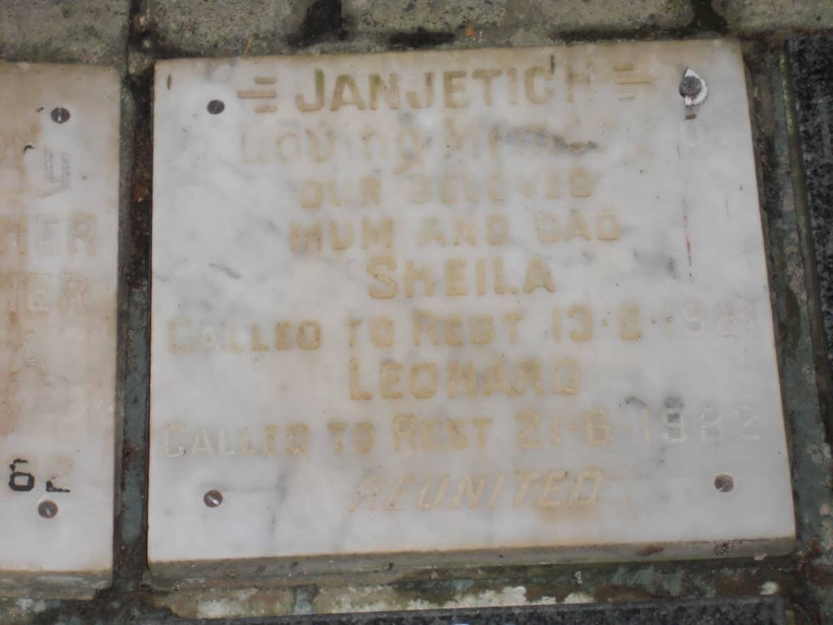 JANJETICH Leonard -1982 &amp; Sheila -1981