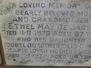 JAGER Ethel May, de -1976 :: NILES-DUNER Isobel Dorothea -1978