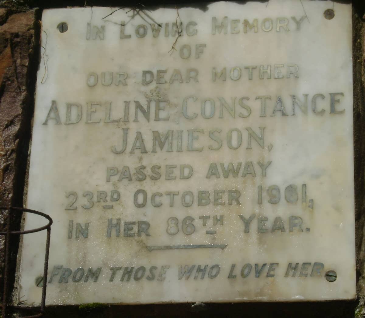JAMIESON Adeline Constance -1961