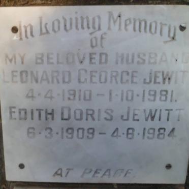 JEWITT Leonard George 1910-1981 &amp; Edith Doris 1909-1984