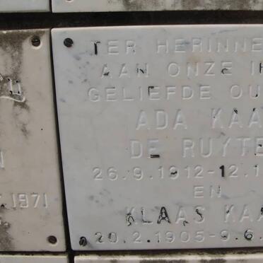 KAAN Klaas 1905-1986 &amp; Ada De RUYTER 1912-1972