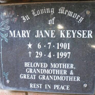 KEYSER Mary Jane 1901-1997