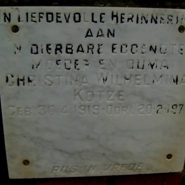 KOTZE Christina Wilhelmina 1919-1977
