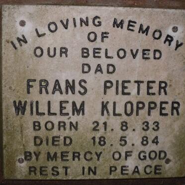 KLOPPER Frans Pieter Willem 1933-1984