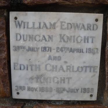 KNIGHT William Edward Duncan 1871-1957 &amp; Edith Charlotte 1869-1969